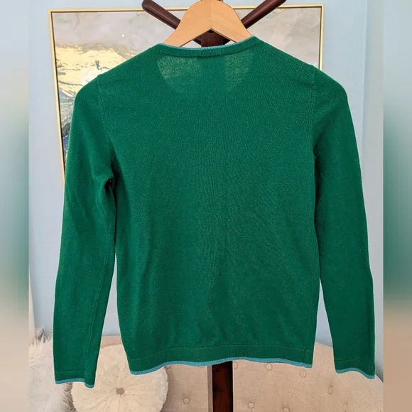 Talbot's Womans Green Cardigan Argyle 5% Cashmere Size SP - Picture 5 of 11